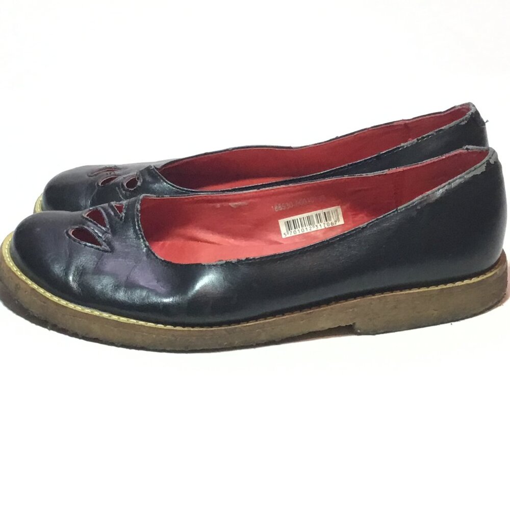 Jackie Black Leather Crepe Sole Shoes Size 39